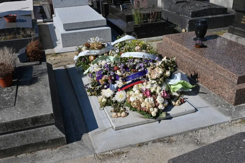 exclusive - singer christophe's grave at montparnasse cemetery - paris