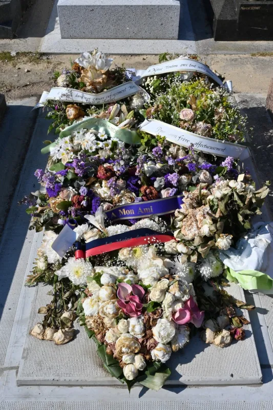 exclusive - singer christophe's grave at montparnasse cemetery - paris