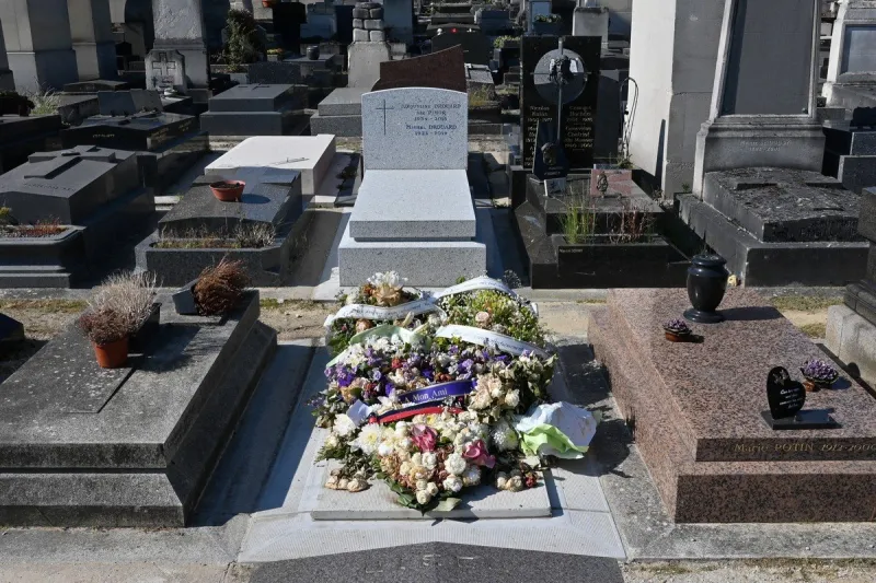 exclusive - singer christophe's grave at montparnasse cemetery - paris