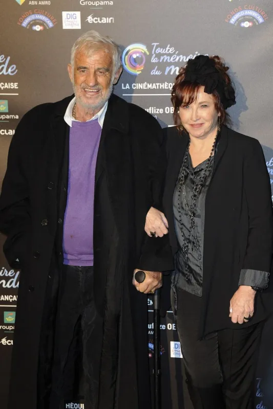 jean-paul belmondo and marlene jobert attending the 'les maries de l'an ii' premiere after restoration at the french cinematheque in paris, france on december 01, 2012 photo by abacapresscom , 407068 017 paris france
