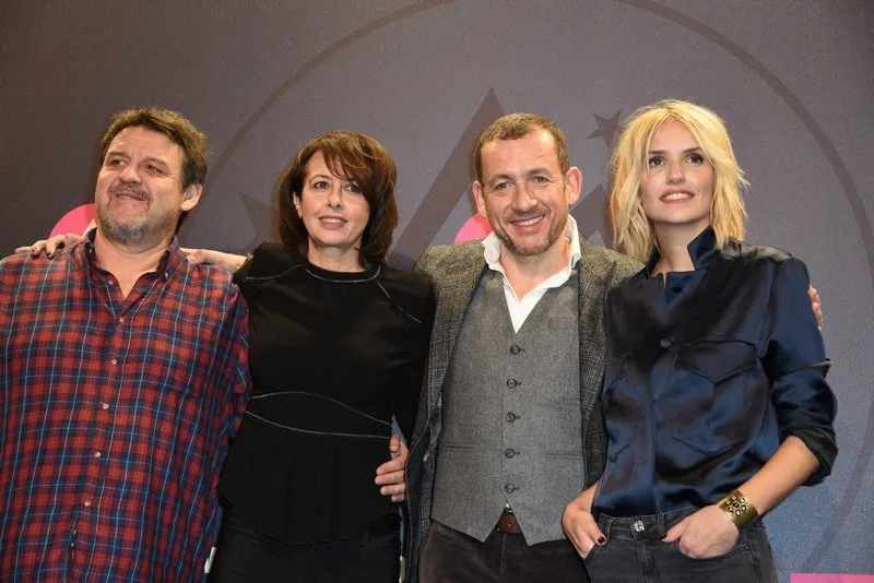 guy lecluyse, valerie bonneton, dany boon and laurence arne attending the 21st l'alpe d'huez comedy film festival opening ceremony, france, on january 16, 2018 photo by mireille ampilhac abacapresscom , 621887 044 l'alpe d'huez france