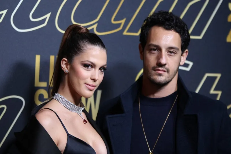 iris mittenaere, diego el glaoui attends the etam womenswear spring-summer 2022 show during paris fashion week on october 04, 2021 in paris, france photo by nasser berzane abacapresscom , 783217 218 paris france