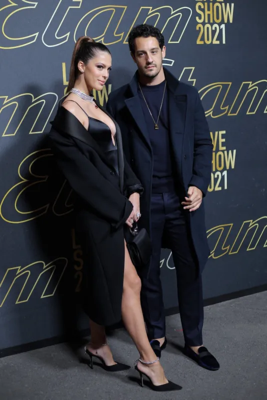 iris mittenaere, diego el glaoui attends the etam womenswear spring-summer 2022 show during paris fashion week on october 04, 2021 in paris, france photo by nasser berzane abacapresscom , 783217 121 paris france