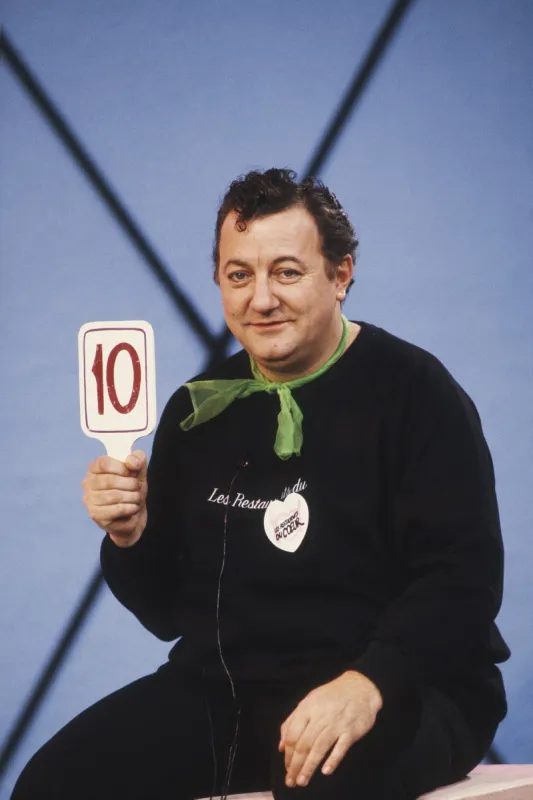 file photo taken in 1985 of late humorist coluche on the set of a canal + tv show photo by pascal baril abacapresscom , 486479 002 france