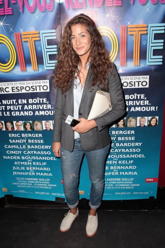 manon azem arrives at the curtain call of of rendez-vous en boite held at the theatre de la gaite montparnasse in paris, france, on april 7, 2014 photo by audrey poree abacapresscom , 442204 056 paris frace france