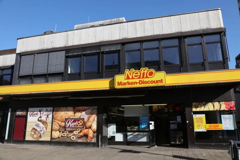 exterior of netto supermarket in oberhausen, germany netto is a german grocery store chain