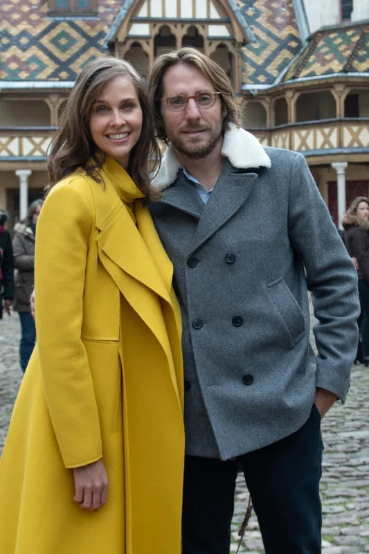 ophelie meunier and her husband mathieu vergne attending the 159th hospices de beaune wine auction in beaune, france on november 17, 2019 photo by aurore marechal abacapresscom , 709377 079 beaune france