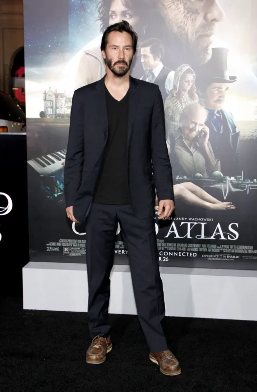 keanu reeves seen arriving to the hollywood premiere of new film 'cloud atlas' held at the grauman's chinese theatre in los angeles