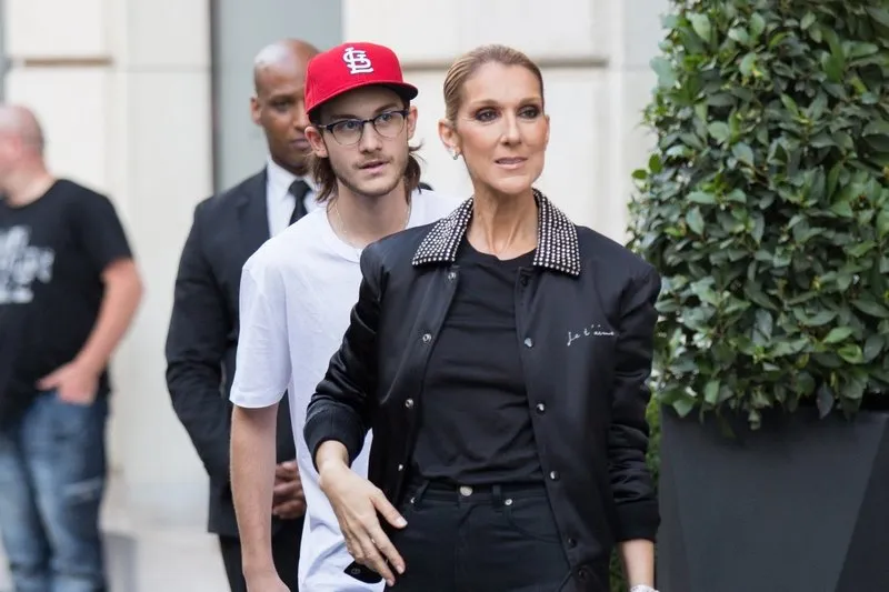 celine dion and her son rene-charles angelil leaving the royal monceau hotel on july 07, 2017 in paris, france photo by nasser berzane abacapresscom <motcle99> childs children kids kid enfants enfant child fils son < motcle99> , 599265 012 paris france