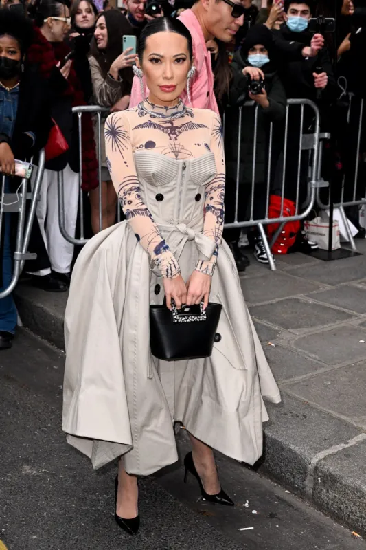 christine chiu arriving at the jean paul gaultier show during paris fashion week haute couture in paris, france on january 26, 2022 photo by julien reynaud aps-medias abacapresscom