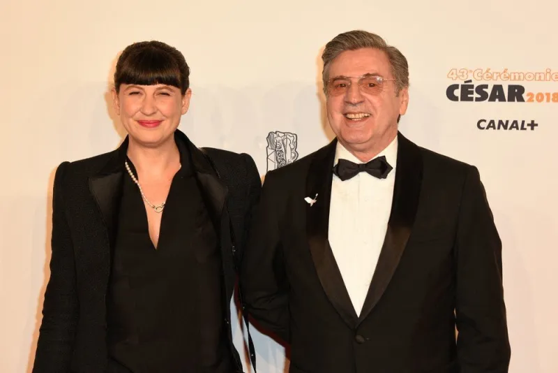 daniel auteuil and his wife aude ambroggi arriving to the 43rd annual cesar film awards ceremony held at the salle pleyel, in paris, france on march 2, 2018 photo by mireille ampilhac abacapresscom , 627944 086 paris france