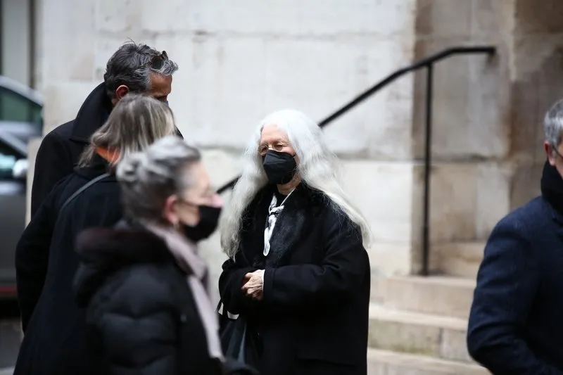 dominique issermann during the funeral of fashion designer manfred thierry mugler at the protestant temple of the oratory of the louvre in paris, france on february 4, 2022 mugler died at the age of 73 on january 23 photo by nasser berzane abacapresscom