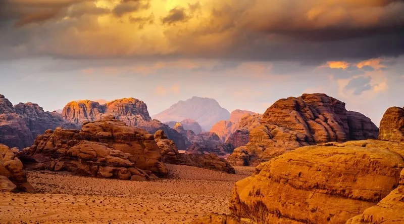 red sand dune and amazing rock in wadi rum desert, jordanred sand dune and amazing rock in wadi rum desert, jordan