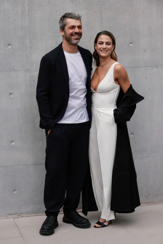 luca argentero, cristina marino pose ahead of emporio armani show as part of fall-winter 2022-2023 milan fashion week on february 24, 2022 in milan, italy photo by marco piovanotto abacapresscom , 799791 009 milan italie italy
