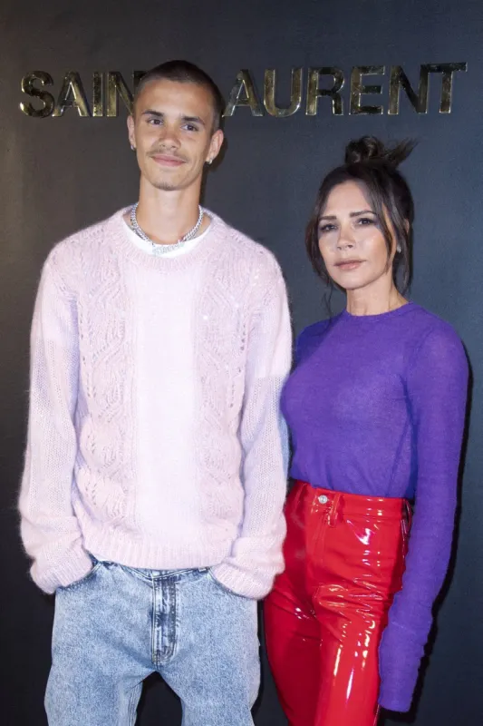 romeo beckham and victoria beckham attending the saint-laurent womenswear fall winter 2022 2023 show as part of paris fashion week in paris, france on march 01, 2022 photo by aurore marechal abacapresscom , 800535 284 paris france
