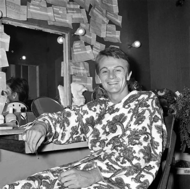picture released on 1964 of french singer claude francois in his dressing room during concert at olympia, in paris (photo by upi   afp)