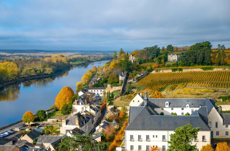 france, loire valley, chinon, the medieval country seen from the royal fortress