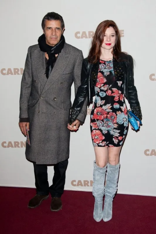 julien clerc and his girlfriend helene gremillon attending the french premiere of the movie 'carnage' held at the cinema gaumont marignan in paris, france on november 20, 2011 photo by nicolas genin abacapresscom