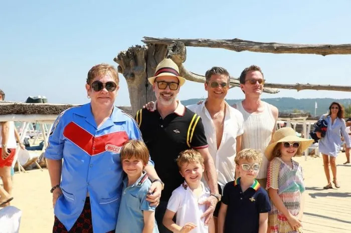 saint tropez 10th of july 2018elton john, david furnish, neil patrick harris his companion and their kids leaving club 55 beach restaurantabacapresscom <motcle99> paparazzi pictures planque stake out < motcle99>