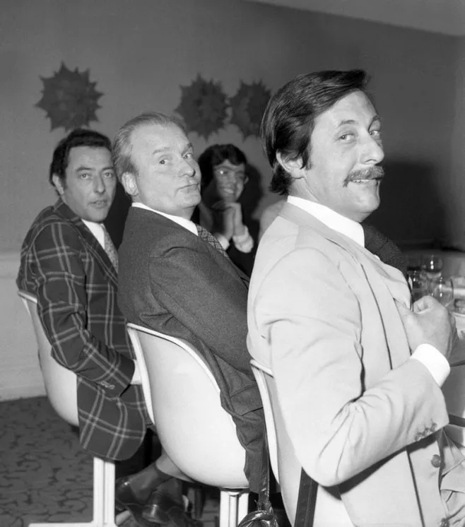 archive - 1973 - presentation du film le complot a lyon, frence en 1973 avec jean rochefort et michel bouquet photo by aps-medias abacapresscom