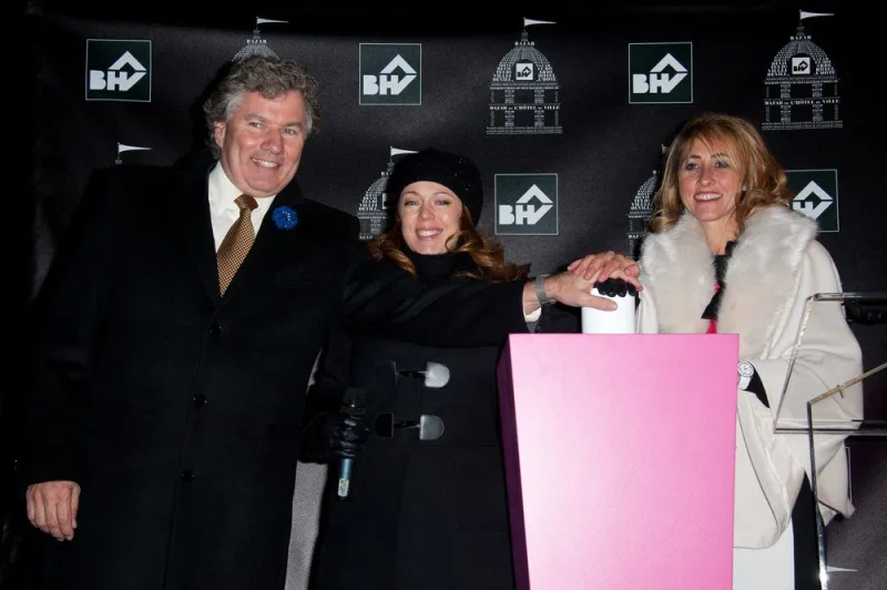 canadian singer isabelle boulay launches the christmas illuminations at the bhv (bazar de l'hotel de ville) for the 'canadian christmas' on november 16, 2011 in paris, france photo by nicolas genin abacapresscom