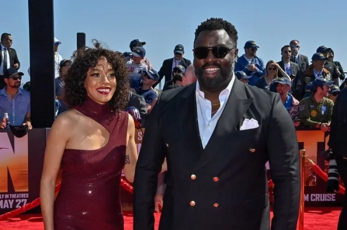 chandra russell and bashir salahuddin attend the top gun  maverick premiere in san diego