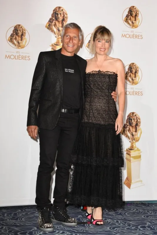nagui and mélanie page arriving to the 33rd molieres awards ceremony of french theater held at the folies bergeres in paris, france, on may 30, 2022 photo by mireille ampilhac abacapresscom