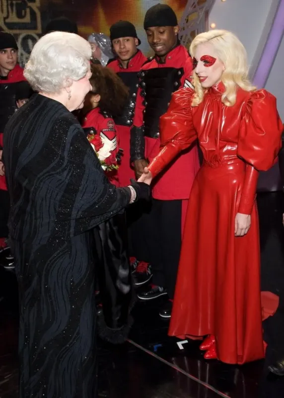 queen elizabeth ii meets with lady gaga in blackpool