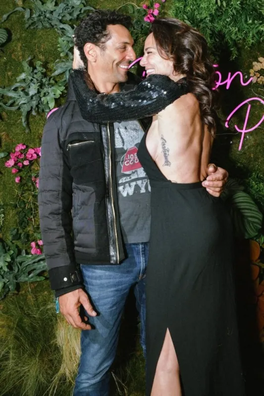 sandra and tomer sisley poses at the kimpton music festival held at the kimpton st honore paris hotel, on june 01, 2022 in paris, france photo by jana call me j abacapresscom