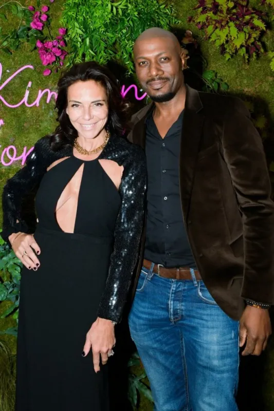 sandra sisley with harry roselmack pose at the kimpton music festival held at the kimpton st honore paris hotel, on june 01, 2022 in paris, france photo by jana call me j abacapresscom