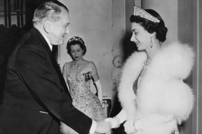 queen elizabeth ii shakes hands with french president rene coty at a reception at the british embassy in paris during her state visit to france photo by pa photos abacapresscom