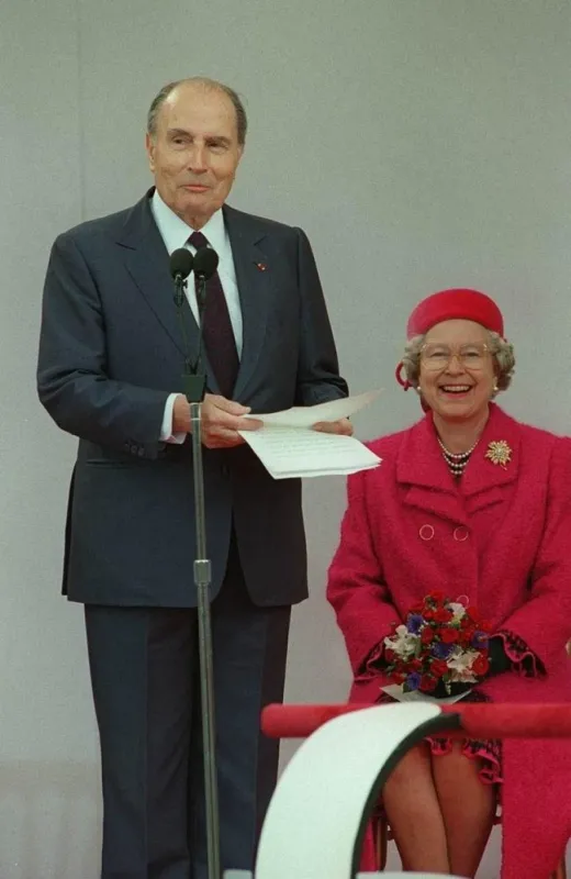 president francois mitterrand president of france with hm queen elizabeth ii (at the inauguration of the channel tunnel) universal pictorial press photo udw 007703 d-13 06051994 photo by dpa abacapresscom