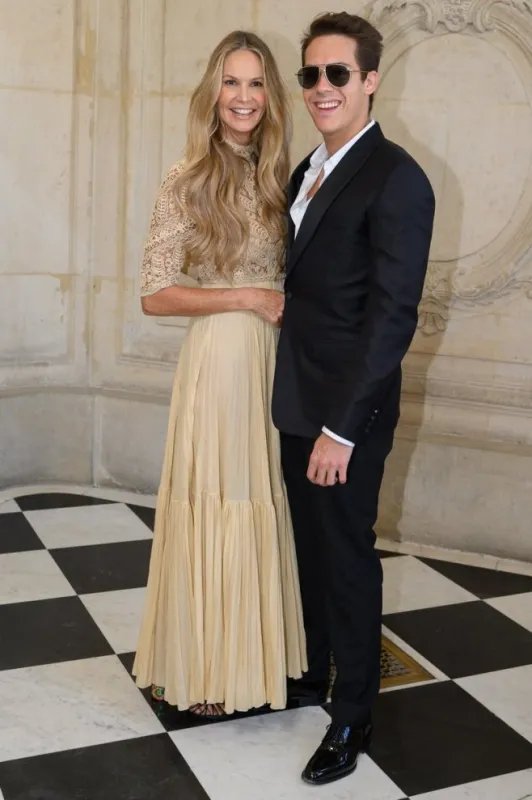 elle macpherson and son flynn busson attend the christian dior haute couture fall winter 2022 2023 show as part of paris fashion week on july 04, 2022 in paris, france photo by laurent zabulon abacapresscom