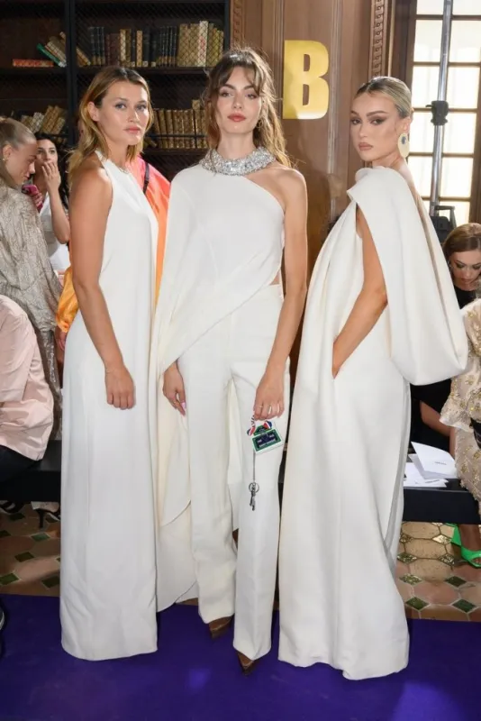 chloé lecareux, mara lafontan and romane innc attend the alexis mabille haute couture fall winter 2022 2023 show as part of paris fashion week on july 05, 2022 in paris, france photo by laurent zabulon abacapresscom