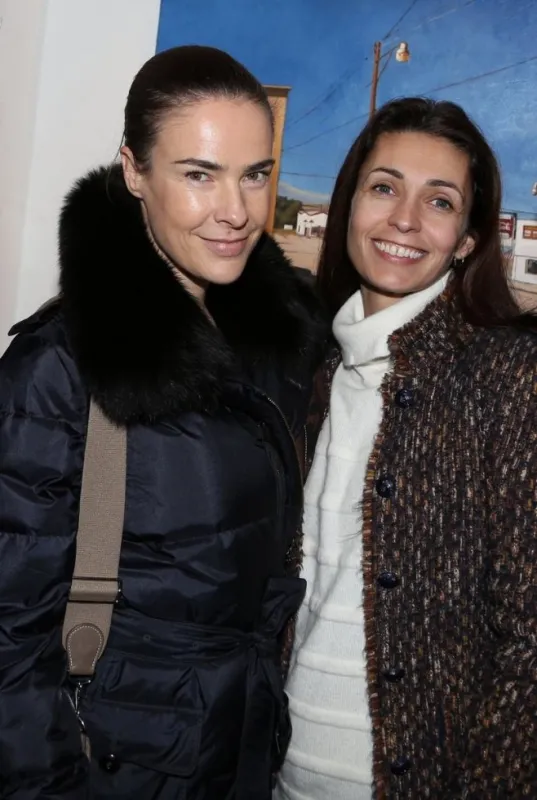 adeline blondieau along with benedicte delmas during the opening party for her boyfriend artist laurent hubert's exhibition, 'amerique - instantanes' held at galerie myriane in paris, france on december 13,2012 photo by denis guignebourg abacapresscom