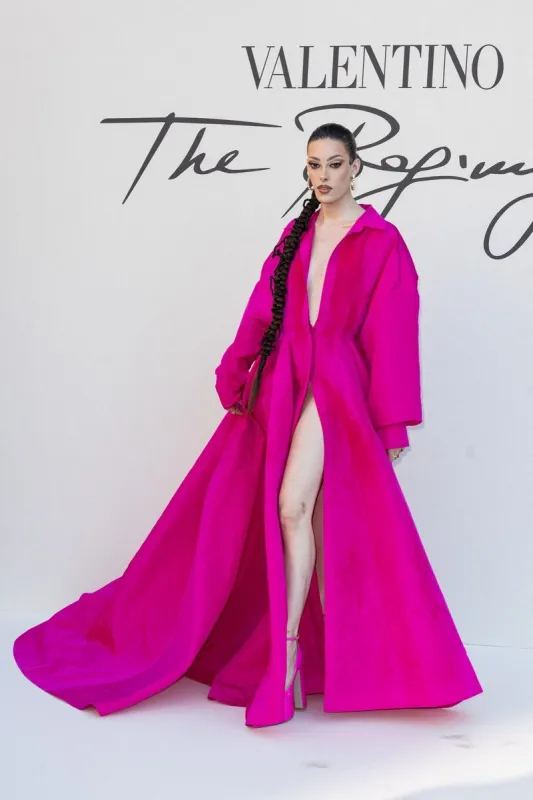 guest poses before valentino fashion show, held at trinità dei monti step, on july 8, 2022 in rome, italy photo by marco piovanotto abacapresscom