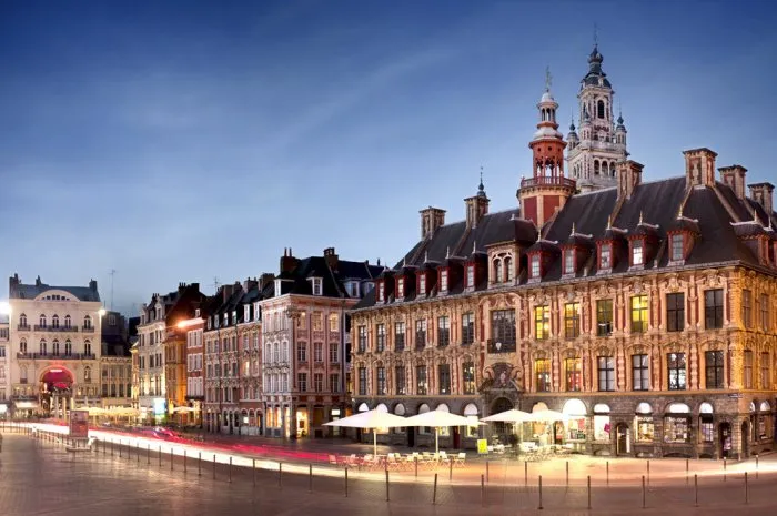 belfry and building on main square of lille - france