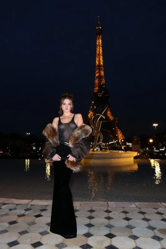 charlotte lawrence attending the saint laurent womenswear spring summer 2023 show as part of paris fashion week in paris, france on september 27, 2022 photo by jerome domine abacapresscom