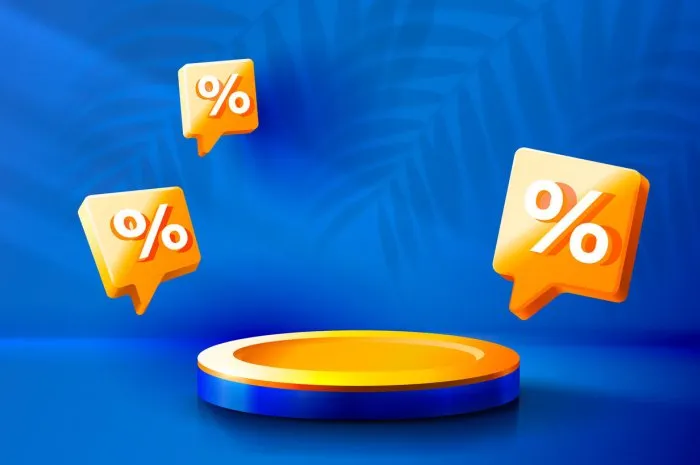 stage podium percent, stage podium scene with for award, decor element background vector illustration