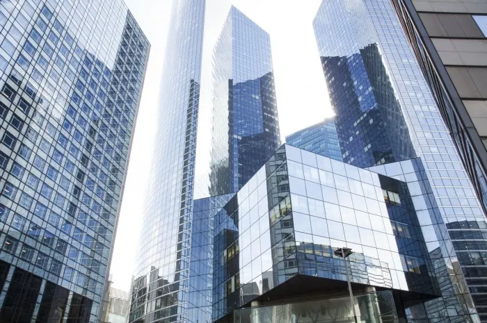 modern glass business buildings, contemporary architecture