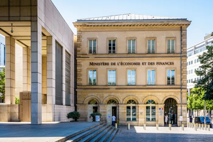 paris, france - june 23, 2020  front view of the reception building of the ministry of the economy and finance, a former parisian customs house, located at 139 rue de bercy