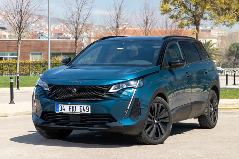 istanbul, turkey - april 06 2022   peugeot 5008 is a compact mpv crossover suv by french automaker peugeot it is parked for photoshoot