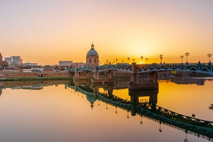garonne river and dome de la grave in toulouse, france