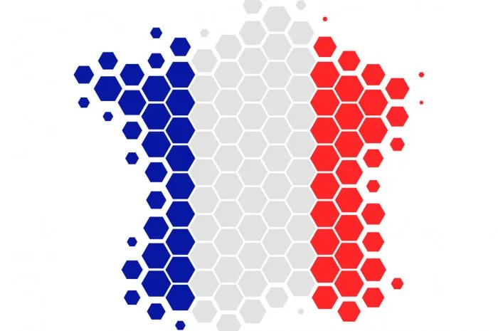 map and flag of france