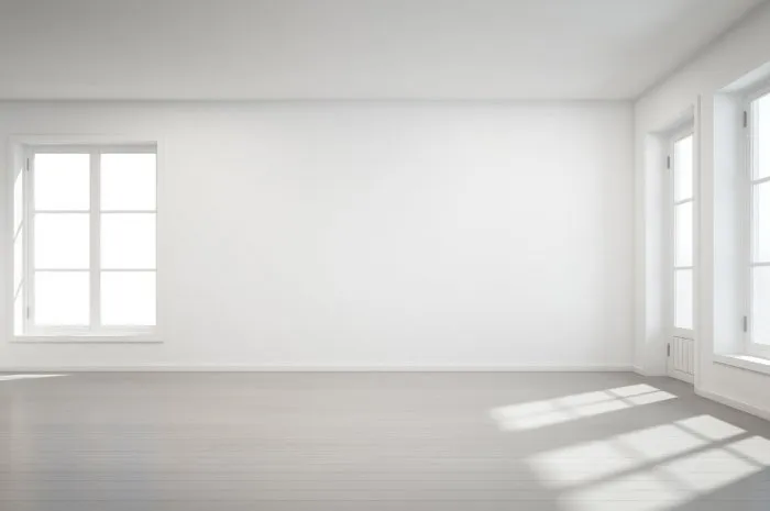 vintage white room with door and window in new home