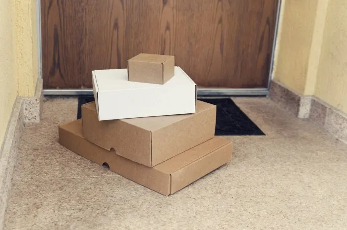 boxes delivery home purchase four selective focus