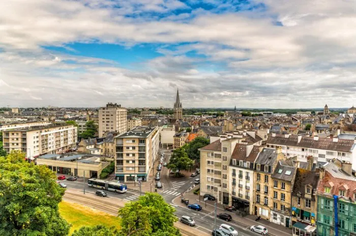 high angle view of caen in normandy, france
