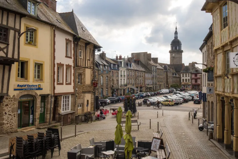lamballe town, martray square and saint jean church, brittany, france