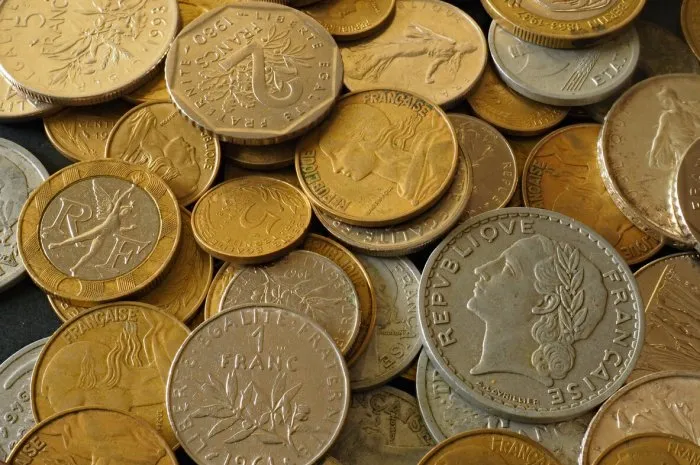 francs and centimes, in nickel, aluminium and cupro-nickel