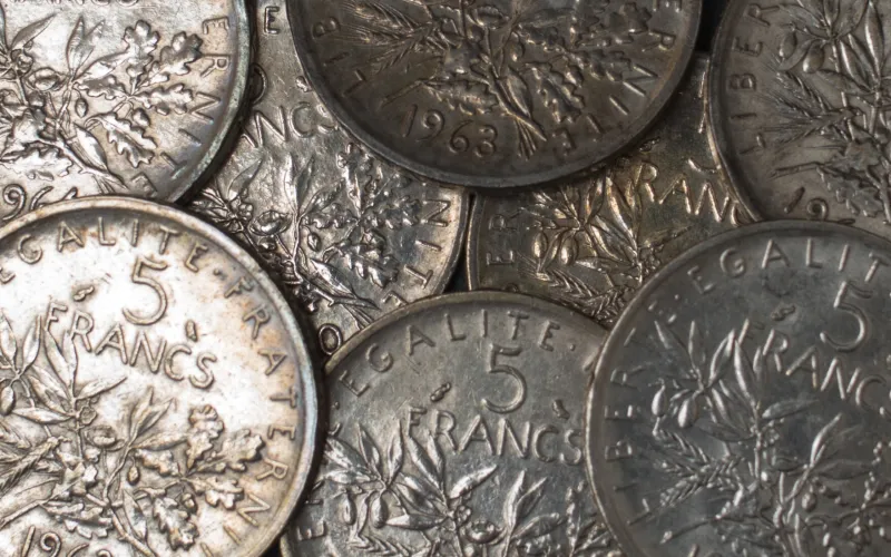 old 5frcs in silver from france